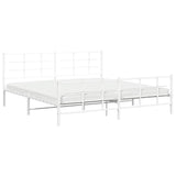 Metal Bed Frame without Mattress with Footboard White 200x200cm