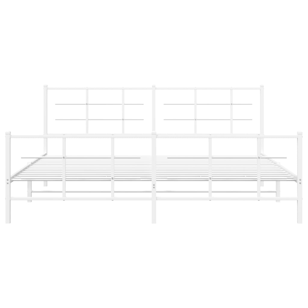 Metal Bed Frame without Mattress with Footboard White 200x200cm