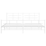 Metal Bed Frame without Mattress with Footboard White 200x200cm