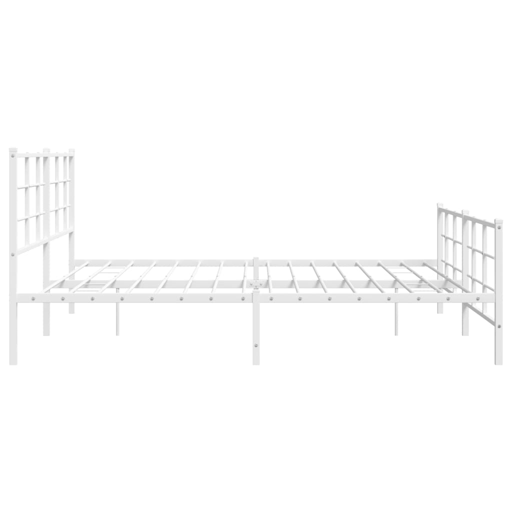 Metal Bed Frame without Mattress with Footboard White 200x200cm