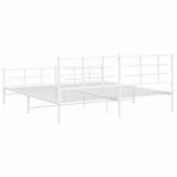 Metal Bed Frame without Mattress with Footboard White 200x200cm