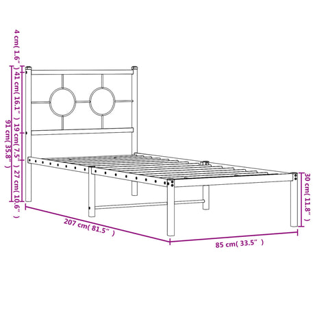 Metal Bed Frame Without Mattress 80X200Cm