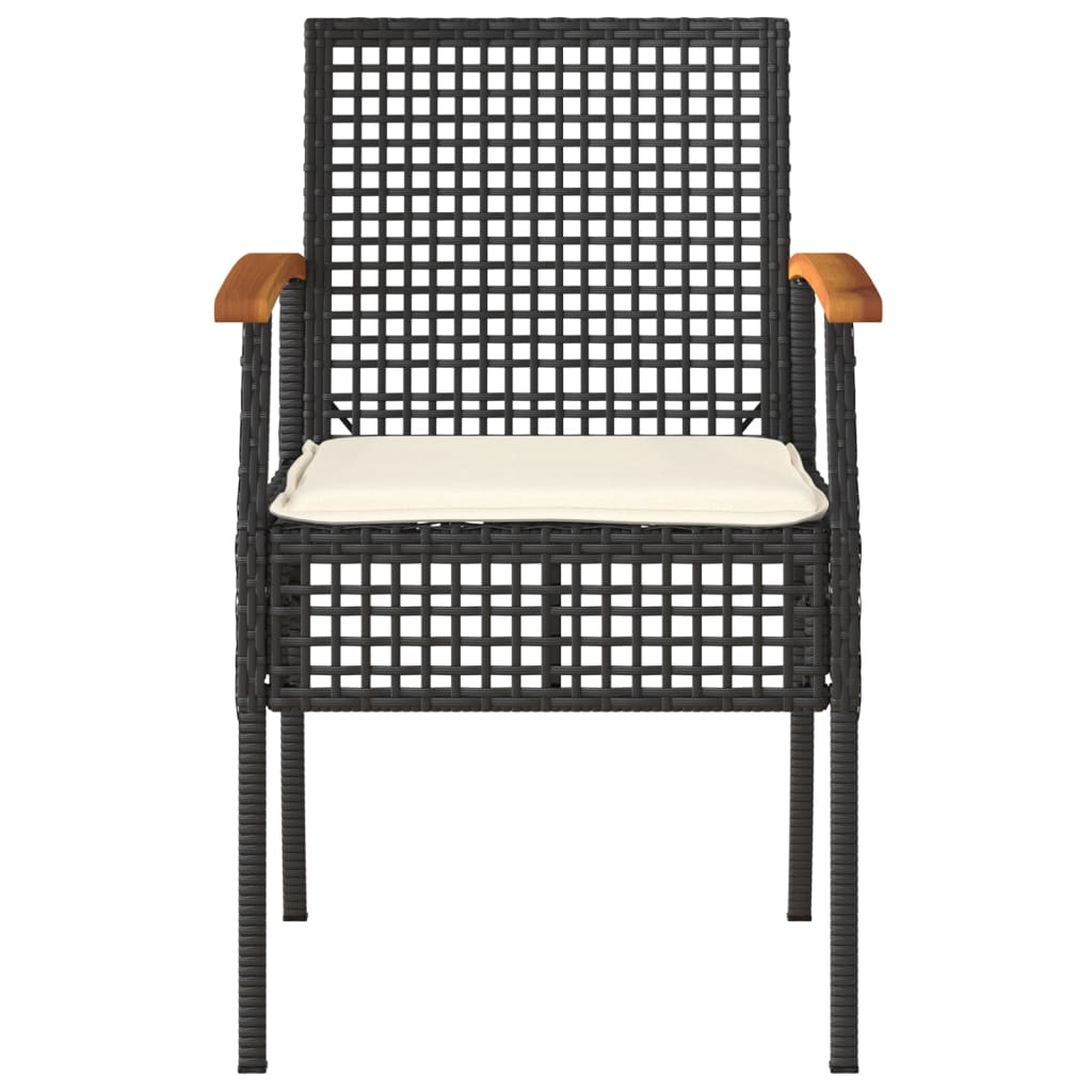 3 Piece Bistro Set With Cushions Poly Rattan Acacia Wood