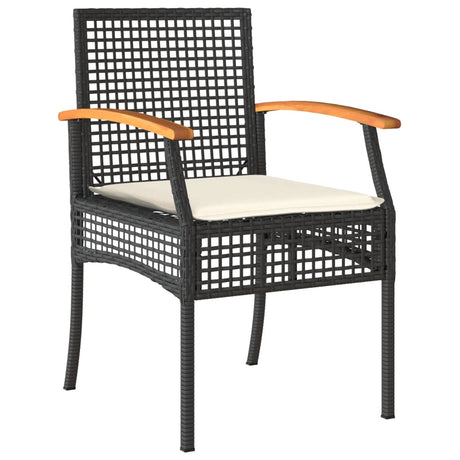 3 Piece Bistro Set With Cushions Poly Rattan Acacia Wood