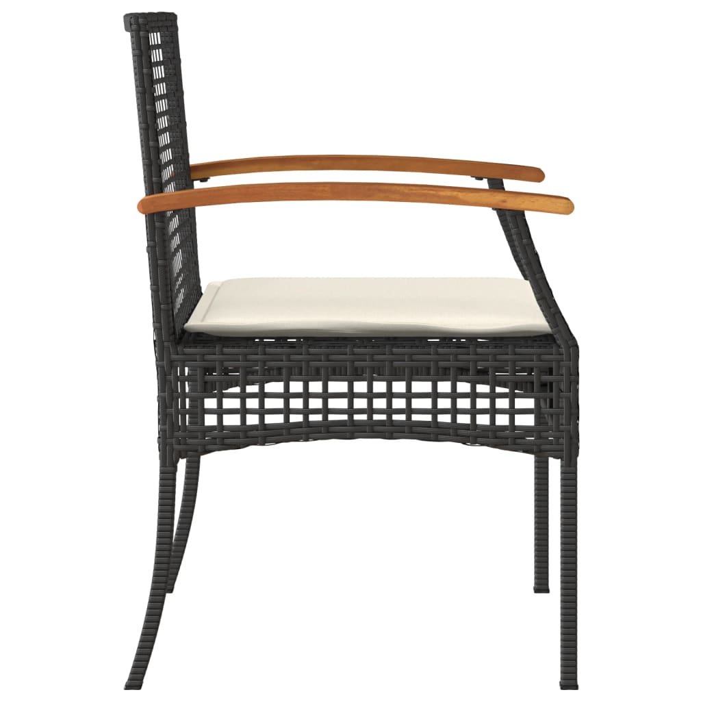 3 Piece Bistro Set With Cushions Poly Rattan Acacia Wood