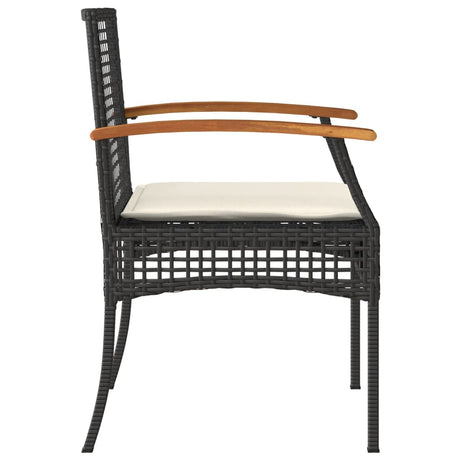 3 Piece Bistro Set With Cushions Poly Rattan Acacia Wood