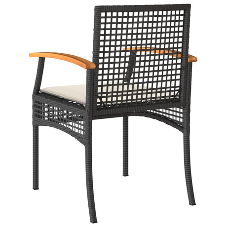 3 Piece Bistro Set With Cushions Poly Rattan Acacia Wood