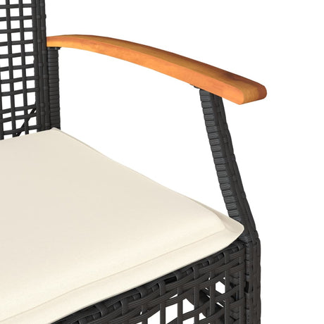 3 Piece Bistro Set With Cushions Poly Rattan Acacia Wood