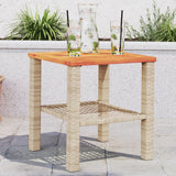 Garden Table Grey Poly Rattan Acacia Wood
