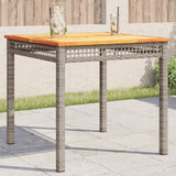 Garden Table Grey Poly Rattan Acacia Wood