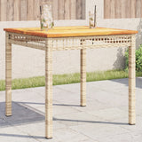 Garden Table Grey Poly Rattan Acacia Wood