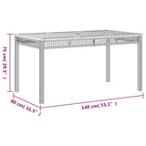 Garden Table Black 140x80x75 cm Poly Rattan Acacia Wood