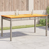 Garden Table Grey Poly Rattan Acacia Wood