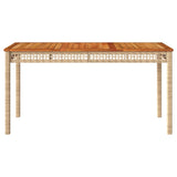 Garden Table Beige 140x80x75 cm Poly Rattan Acacia Wood