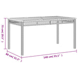 Garden Table Beige 140x80x75 cm Poly Rattan Acacia Wood