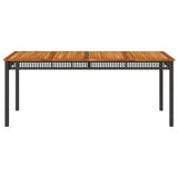 Garden Table Black 180x90x75 cm Poly Rattan Acacia Wood