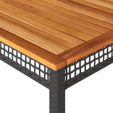 Garden Table Black 180x90x75 cm Poly Rattan Acacia Wood