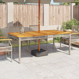 Garden Table Grey 180x90x75 cm Poly Rattan Acacia Wood
