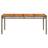 Garden Table Grey 180x90x75 cm Poly Rattan Acacia Wood
