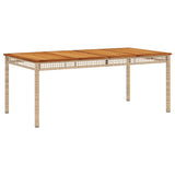 Garden Table Beige 180x90x75 cm Poly Rattan Acacia Wood