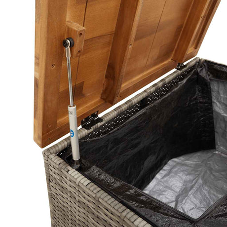 Garden Storage Box Poly Rattan Acacia Wood