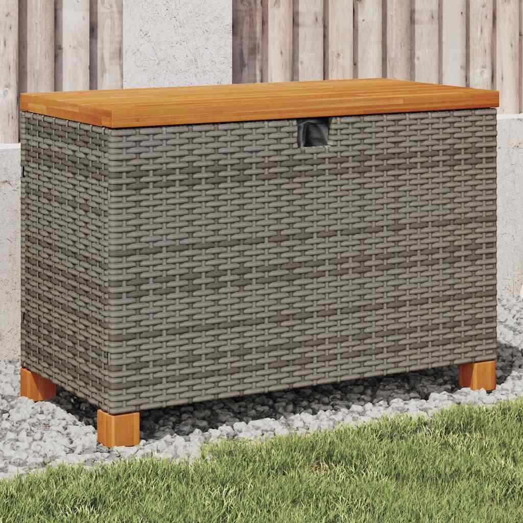 Garden Storage Box Poly Rattan Acacia Wood