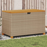 Garden Storage Box Poly Rattan Acacia Wood