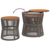 Garden Side Tables 2 Pcs With Wooden Top Poly Rattan