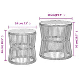 Garden Side Tables 2 Pcs With Wooden Top Poly Rattan