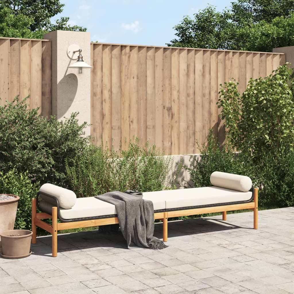 Garden Bench With Cushion Poly Rattan Acacia