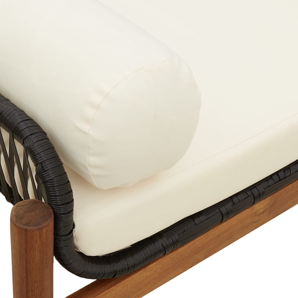Garden Bench With Cushion Poly Rattan Acacia