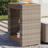 Garden Side Table With Wooden Top Poly Rattan