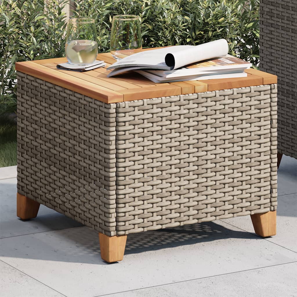 Garden Table 45X45X37 Cm Poly Rattan Acacia Wood