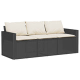 2 Piece Garden Dining Set With Cushions Black Poly Rattan