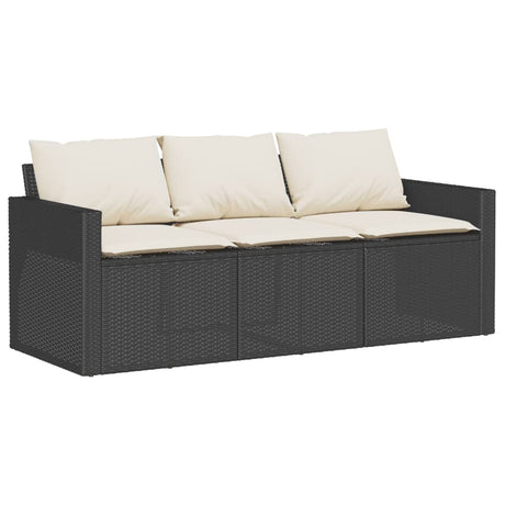 2 Piece Garden Dining Set With Cushions Black Poly Rattan