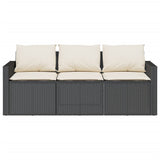 2 Piece Garden Dining Set With Cushions Black Poly Rattan