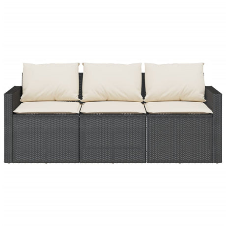 2 Piece Garden Dining Set With Cushions Black Poly Rattan