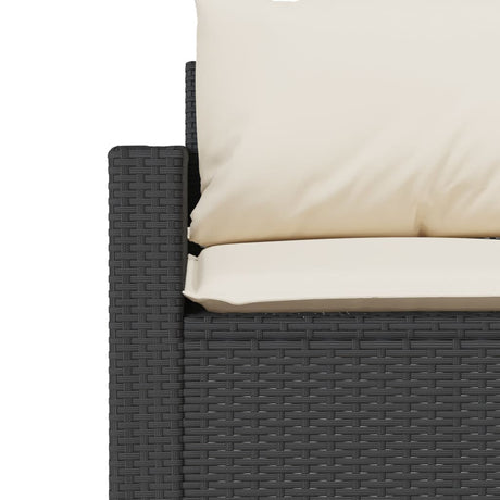 2 Piece Garden Dining Set With Cushions Black Poly Rattan