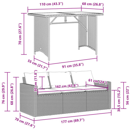 2 Piece Garden Dining Set With Cushions Black Poly Rattan
