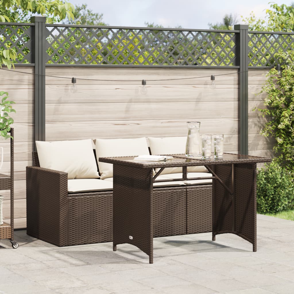 2 Piece Garden Dining Set With Cushions Black Poly Rattan