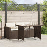 2 Piece Garden Dining Set With Cushions Black Poly Rattan