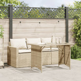 2 Piece Garden Dining Set With Cushions Black Poly Rattan