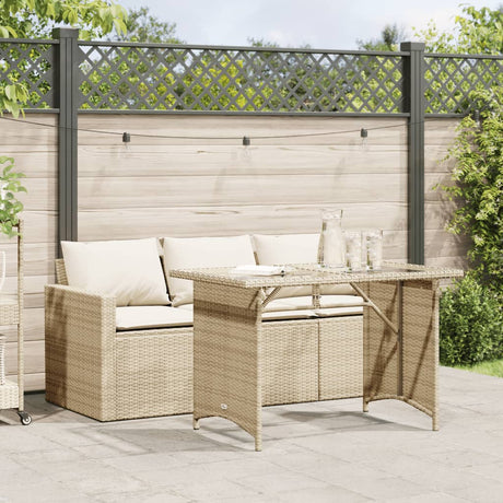2 Piece Garden Dining Set With Cushions Black Poly Rattan