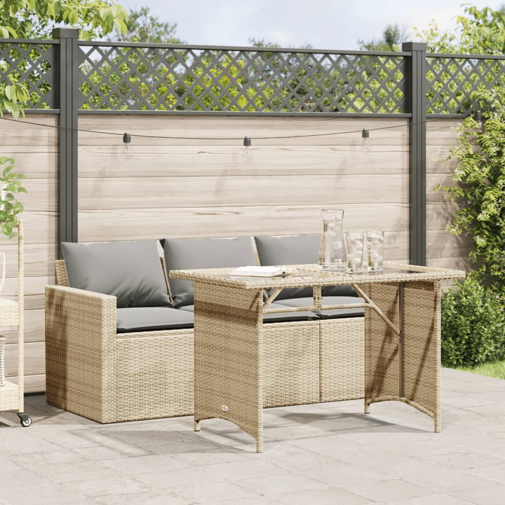 2 Piece Garden Dining Set With Cushions Black Poly Rattan