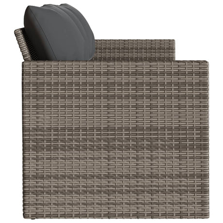 Garden Sofa With Cushions 3-Seater Grey Poly Rattan