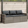 Garden Sofa With Cushions 3-Seater Grey Poly Rattan