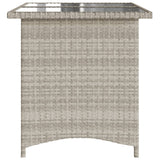 Garden Table with Glass Top Light Grey 110x68x70 cm Poly Rattan