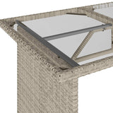 Garden Table with Glass Top Light Grey 110x68x70 cm Poly Rattan