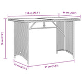 Garden Table with Glass Top Light Grey 110x68x70 cm Poly Rattan