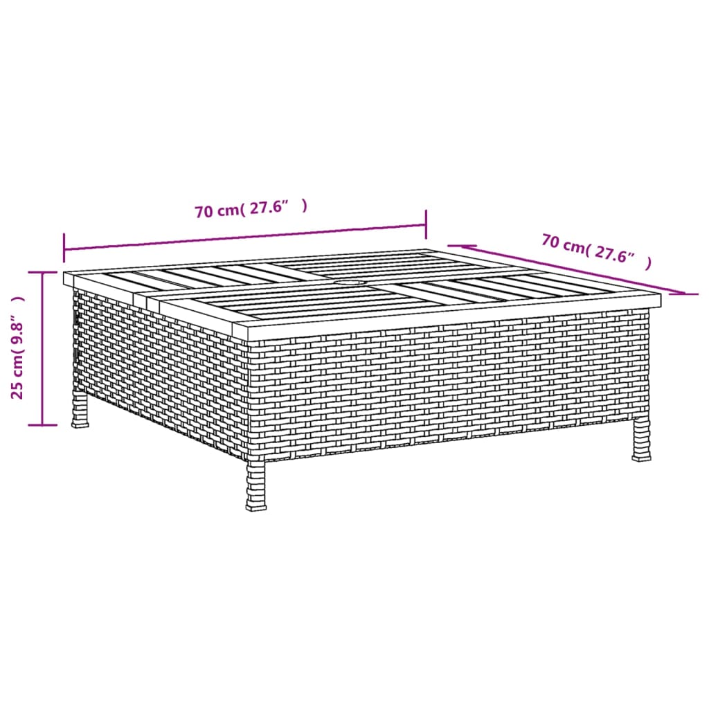 Parasol Base Cover 70X70X25 Cm Poly Rattan And Acacia